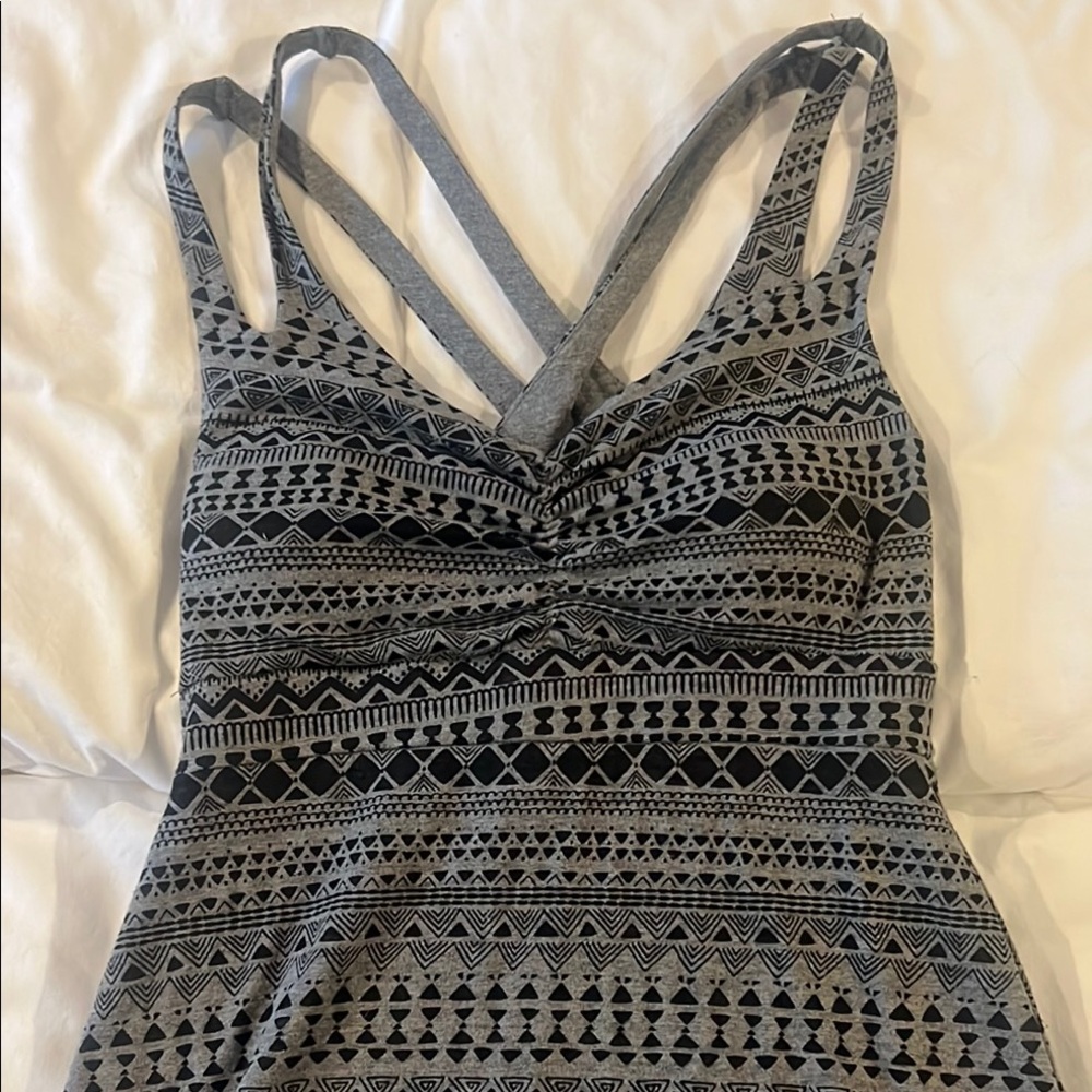 Black and Gray Patterned Tank Dress